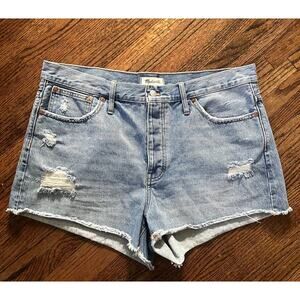Madewell Women's Relaxed Denim Distressed Jeans Shorts - 32